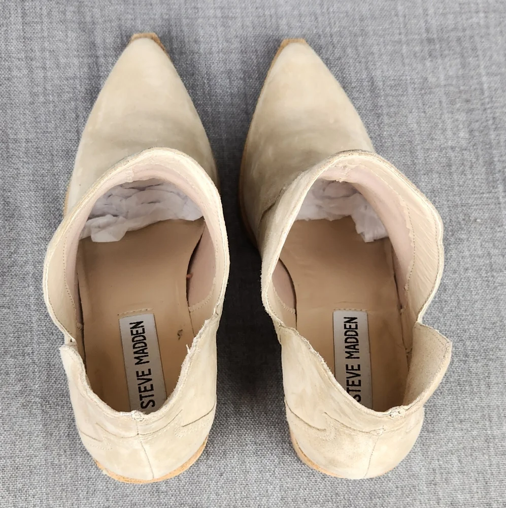 Steve Madden Chaya Block Heeled Western Leather Bootie. - Picture 7 of 13